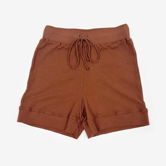 Tularosa Pip Shorts Sample Size XS Ribbed Copper Brown Supima Lounge Revolve - Picture 1 of 8